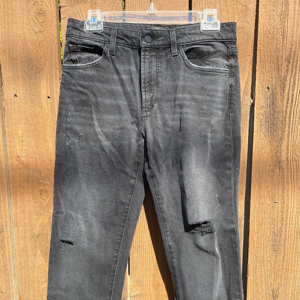 Joes Jeans Black Destruction Straight Crop, 26